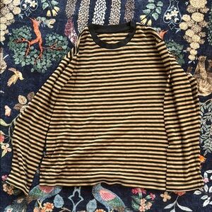 Striped Navy and Tan Long sleeve shirt, 100% cotton